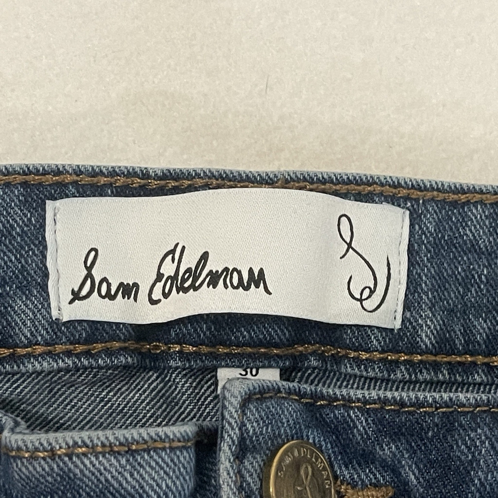 Sam Edelman Womens Jeans Sz 30 High Rise Slim Straight Blue Denim Dark Wash $129 - Picture 2 of 9
